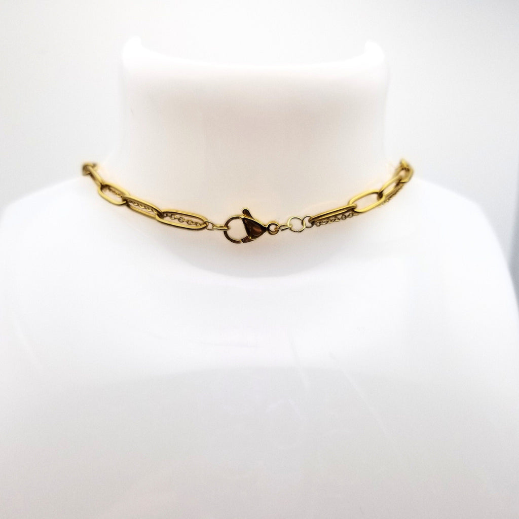 Lapis Lazuli Layered Pendant Necklace 18k Gold Plated | Paperclip Chain | Handcrafted Elegance | 304 Stainless Steel