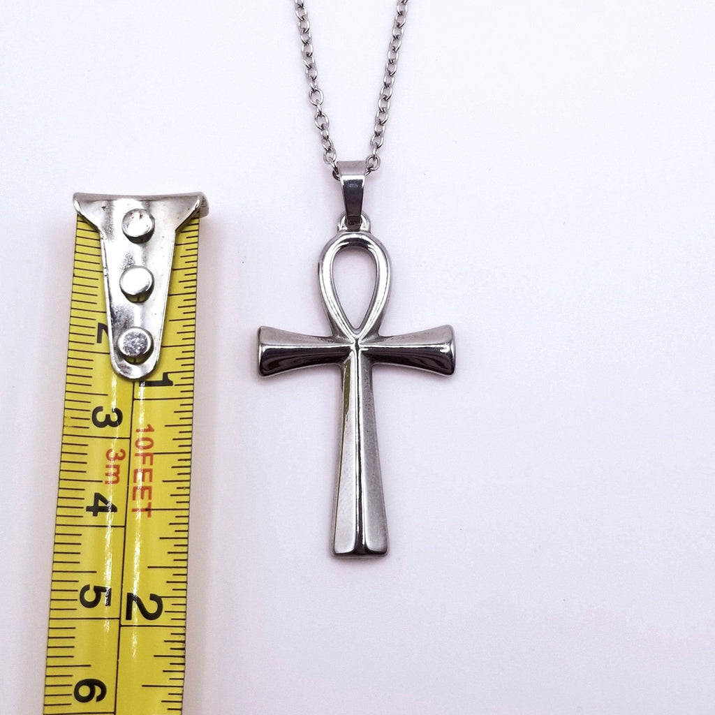 Silver Ankh Pendant Necklace: Egyptian Jewelry Key of Life 304 Stainless Steel