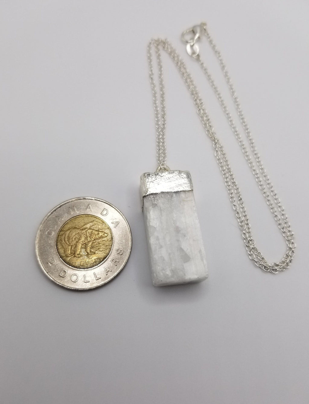 Raw Selenite Pendant Necklace: .925 Sterling Silver Crystal Healing