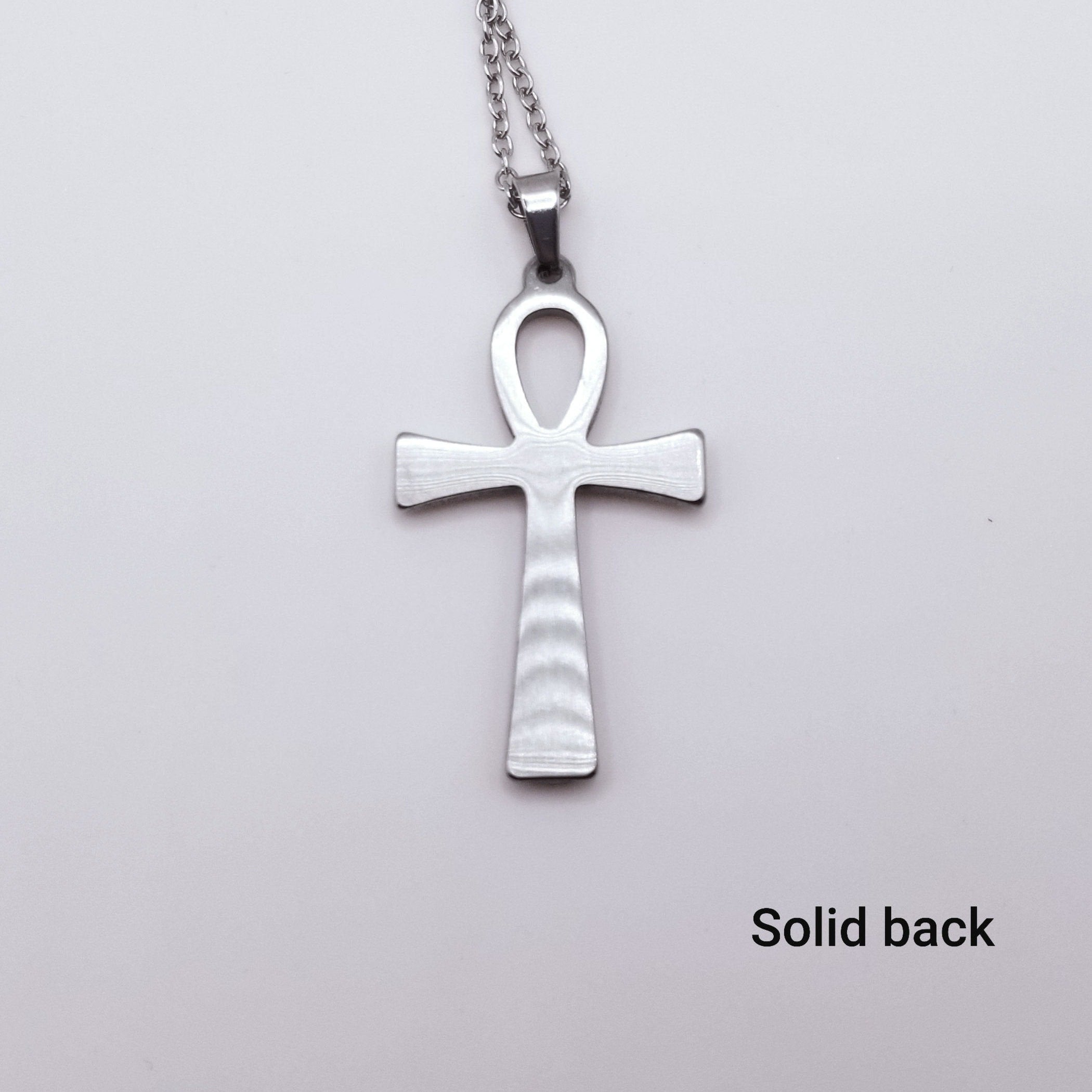 Silver Ankh Pendant Necklace: Egyptian Jewelry Key of Life 304 Stainless Steel