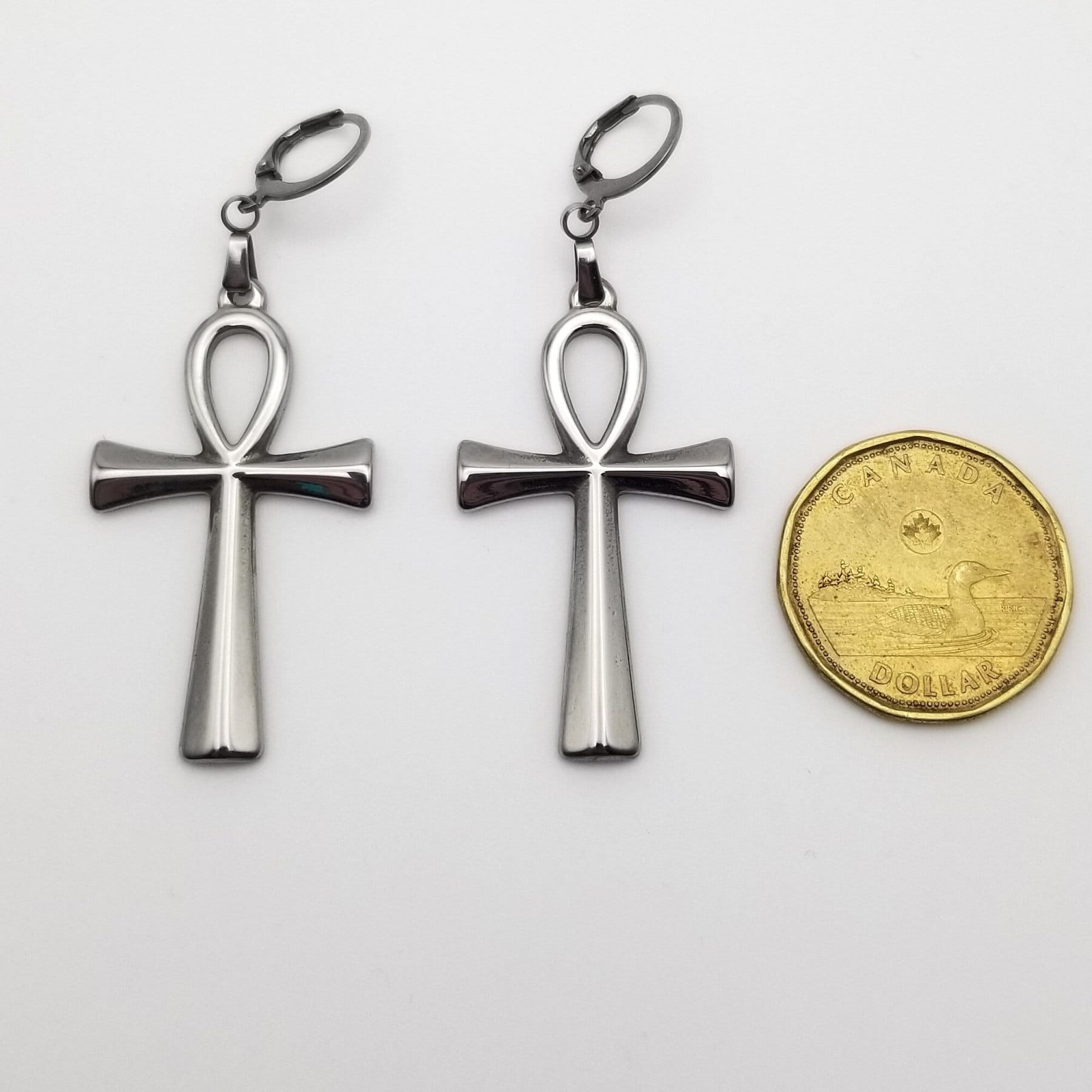 Ankh Drop Earrings in Gold or Silver | Key of Life Waterproof Artisan Jewelry | Ancient Egyptian Symbolism
