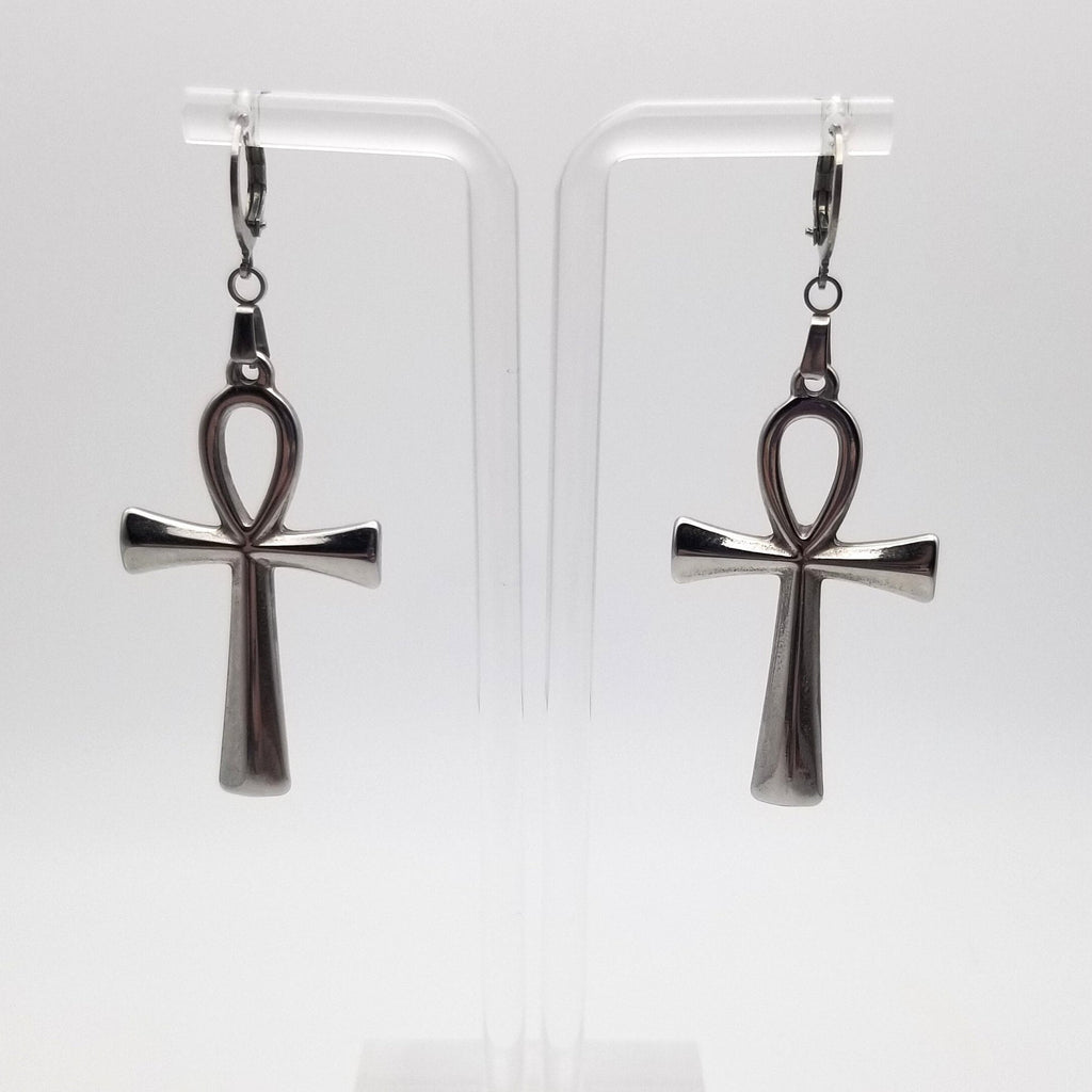 Ankh Drop Earrings in Gold or Silver | Key of Life Waterproof Artisan Jewelry | Ancient Egyptian Symbolism