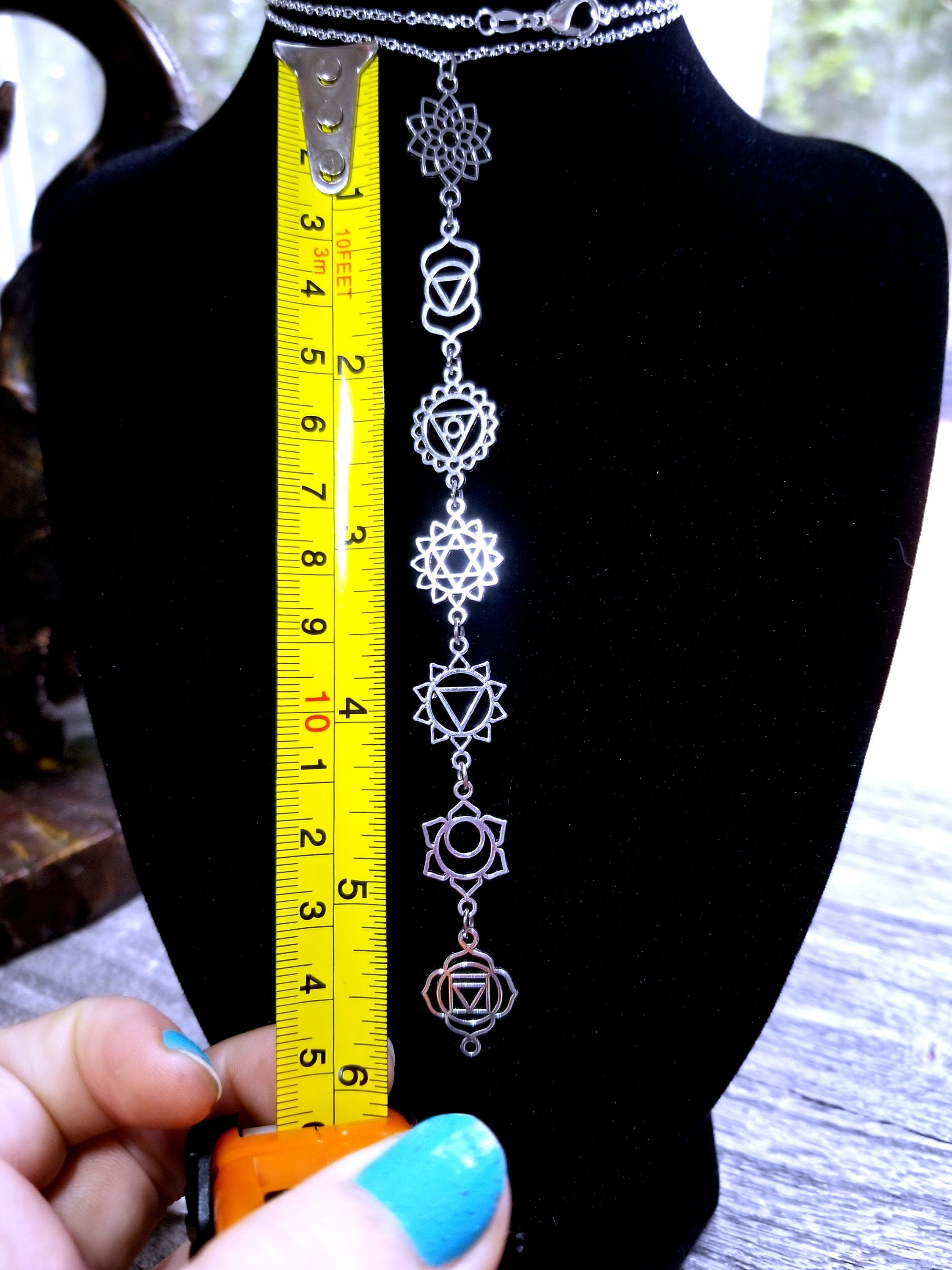 7 Chakra Sterling Silver and Stainless Steel Pendant Necklace: Spiritual Alignment Jewelry