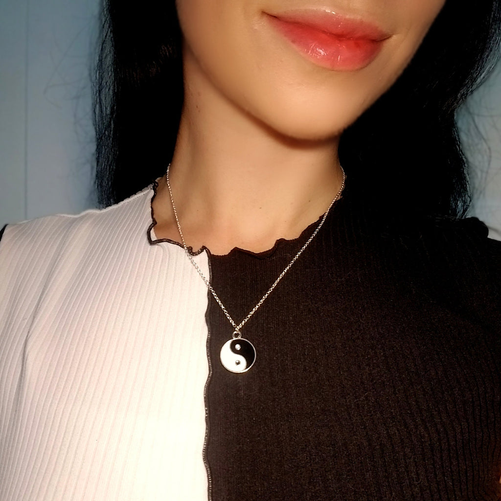 Yin Yang Pendant Necklace: 925 Sterling Silver Taoist Charm