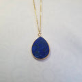 Lapis Lazuli Pendant Necklace 18k Gold Plate Teardrop Shape