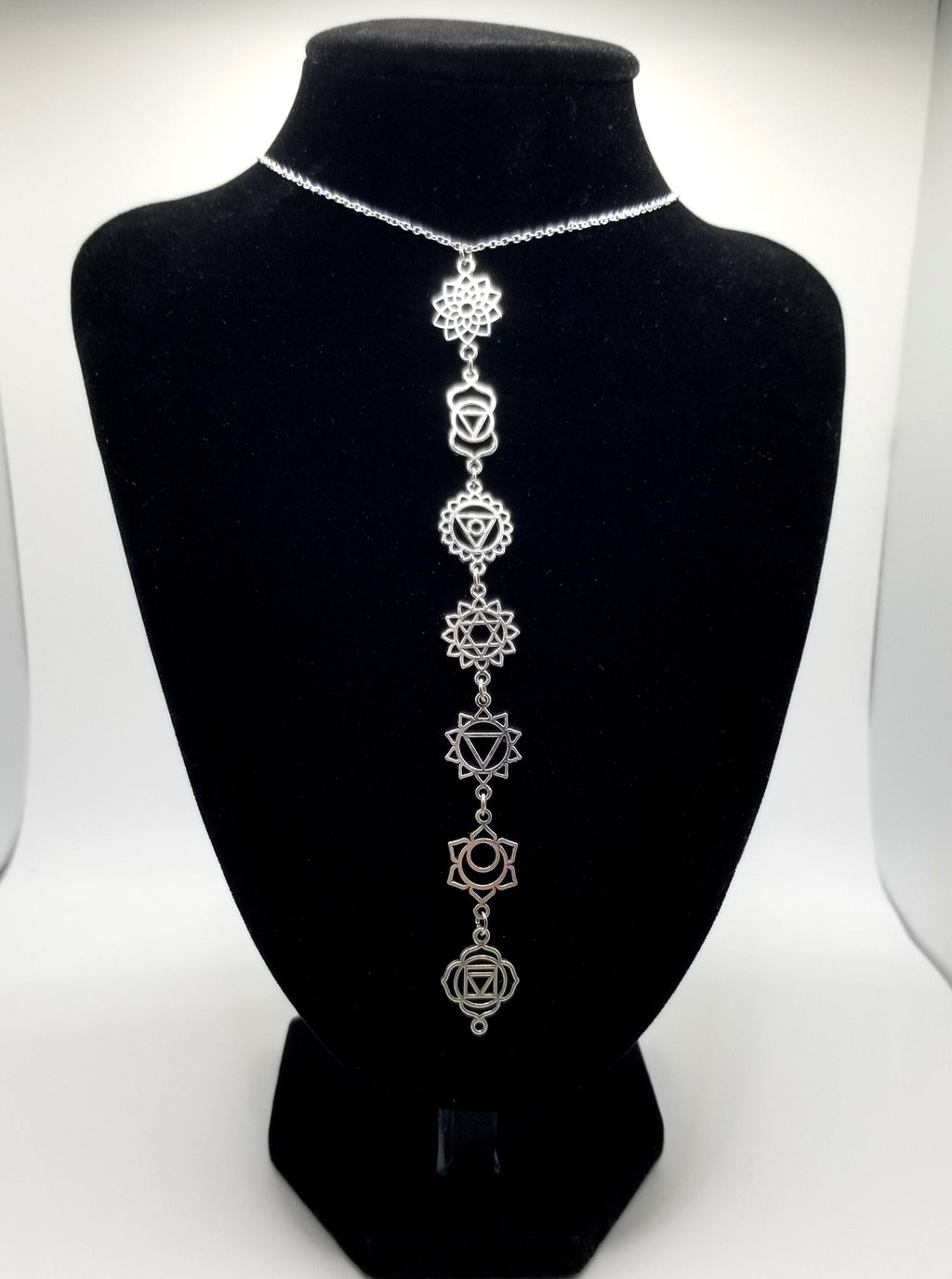 7 Chakra Necklace on 925 Sterling Silver Chain for Yogis and Spiritual Seekers