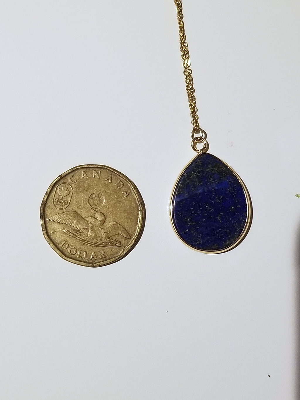 Lapis Lazuli Pendant Necklace 18k Gold Plate Teardrop Shape