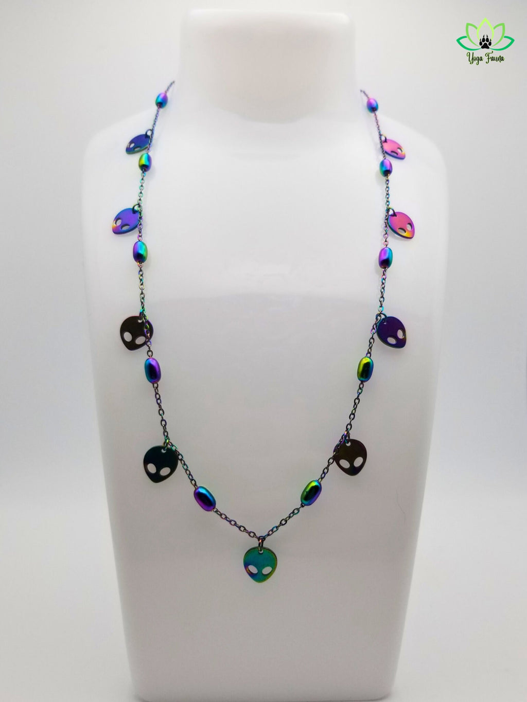 Y2K Alien Charm Necklace: Rainbow Stainless Steel, Space Gift