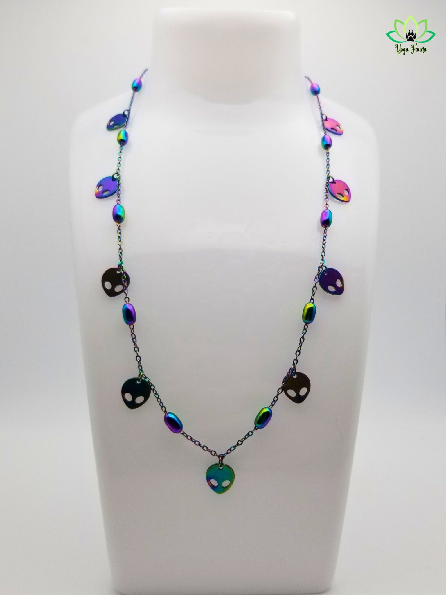 Y2K Alien Charm Necklace: Rainbow Stainless Steel, Space Gift