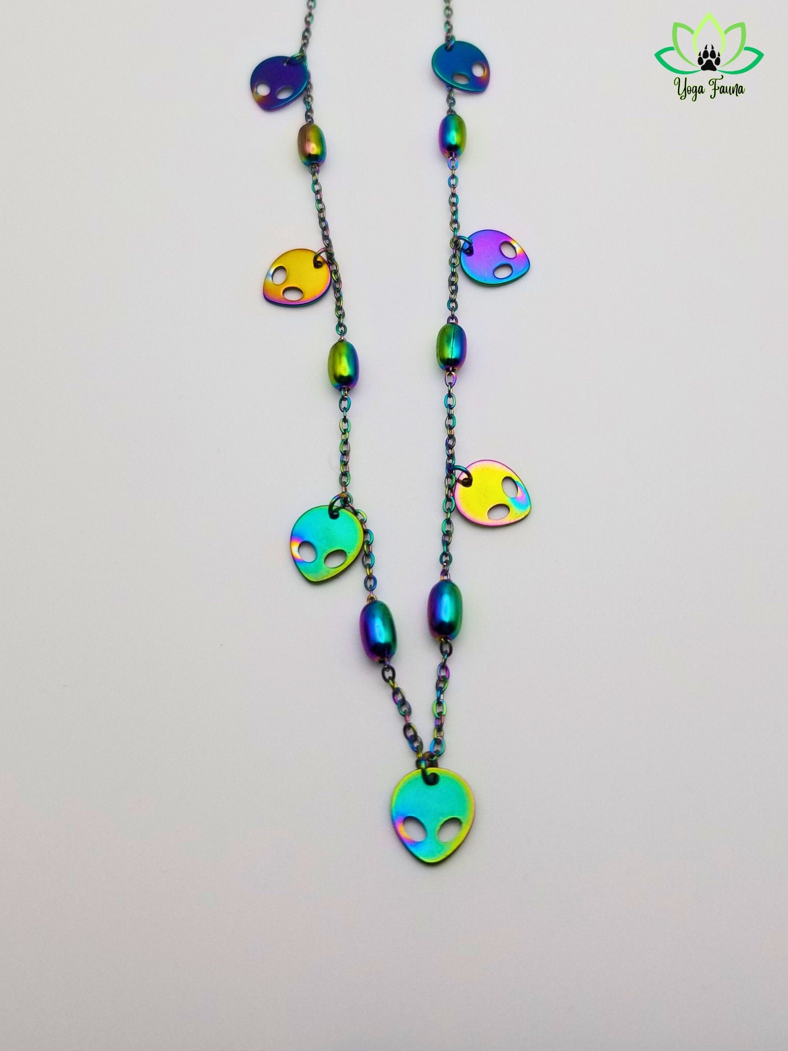 Y2K Alien Charm Necklace: Rainbow Stainless Steel, Space Gift