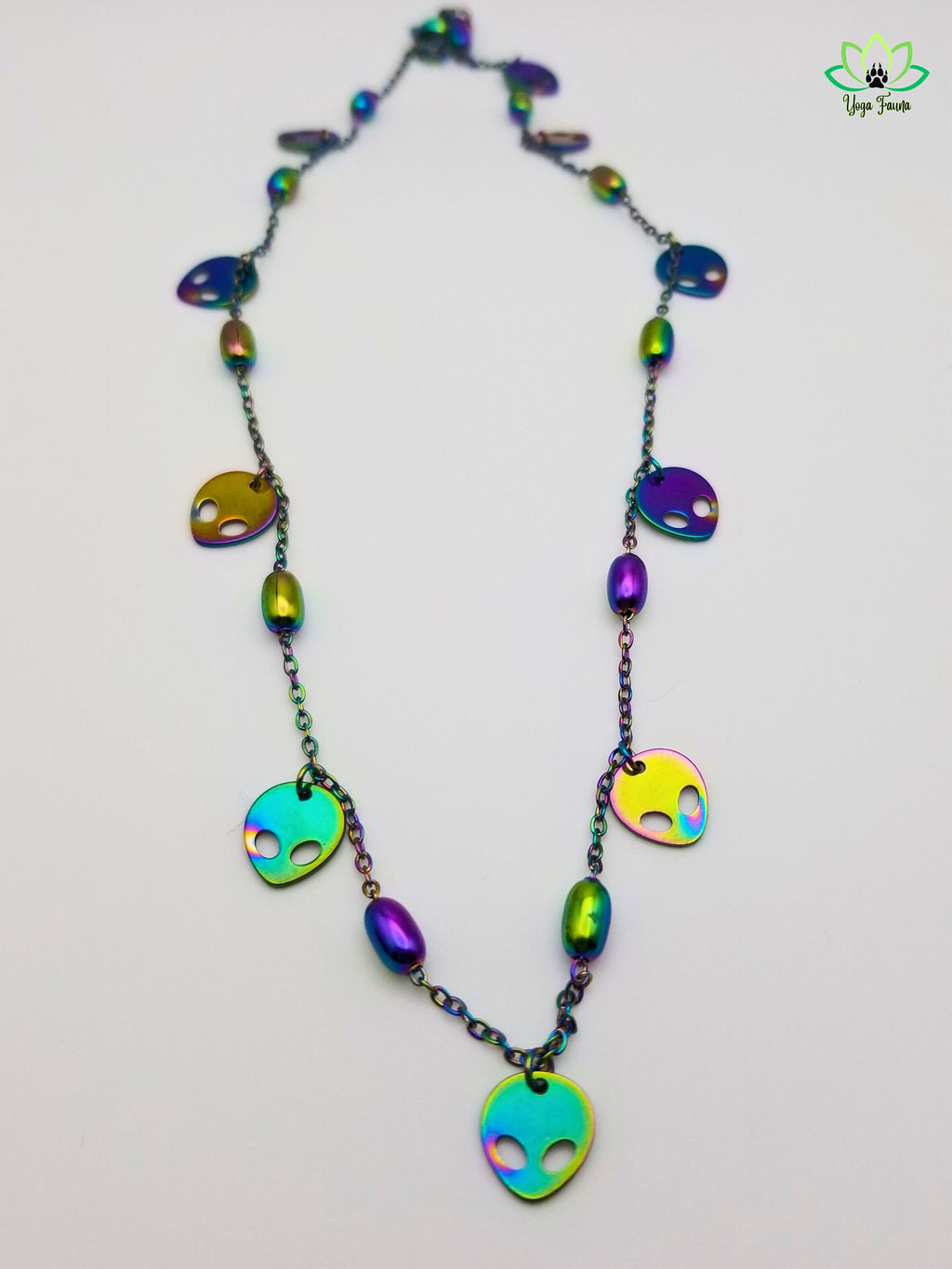 alien charm necklace rainbow