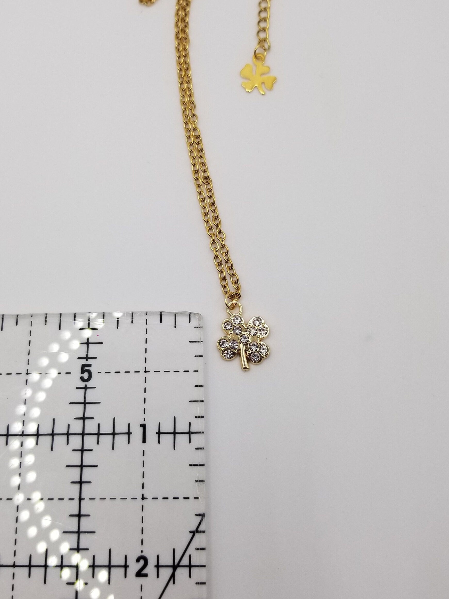 18k Gold Plated Clover Necklace, Waterproof Tarnish Free Jewelry, Cubic Zirconia Charm