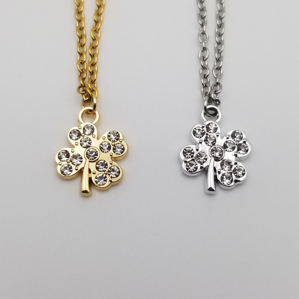 18k Gold Plated Clover Necklace, Waterproof Tarnish Free Jewelry, Cubic Zirconia Charm