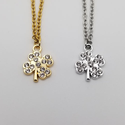 18k Gold Plated Clover Necklace, Waterproof Tarnish Free Jewelry, Cubic Zirconia Charm