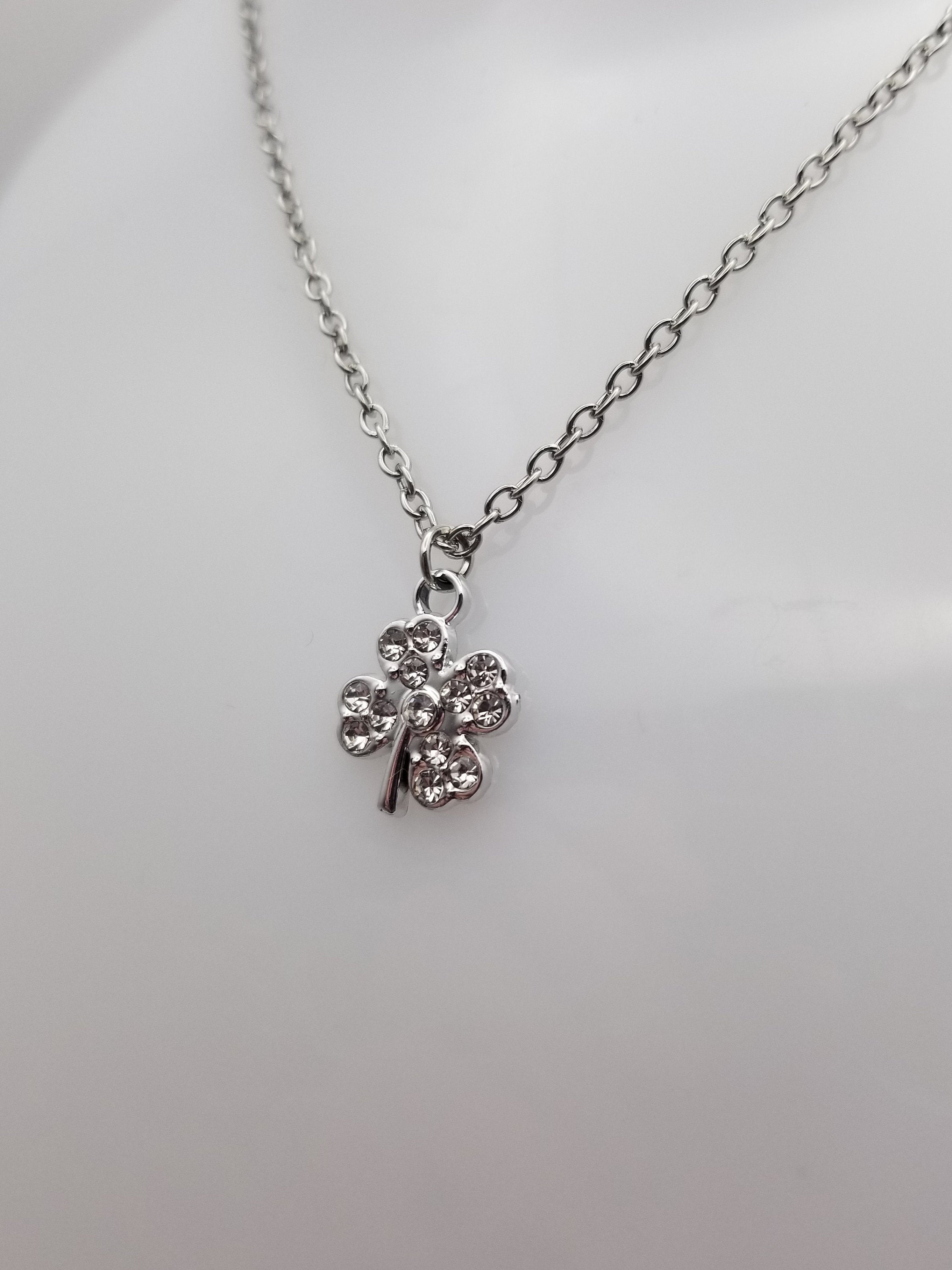 18k Gold Plated Clover Necklace, Waterproof Tarnish Free Jewelry, Cubic Zirconia Charm