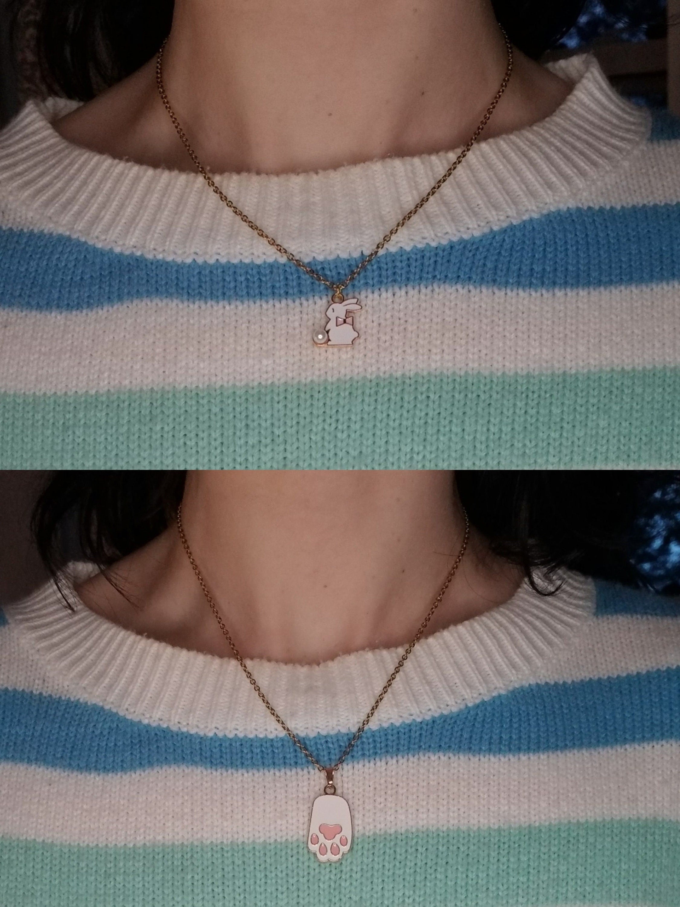 Gold Easter Bunny Necklace, Rabbit Foot Pendant, Stainless Steel