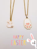 Gold Easter Bunny Necklace, Rabbit Foot Pendant, Stainless Steel