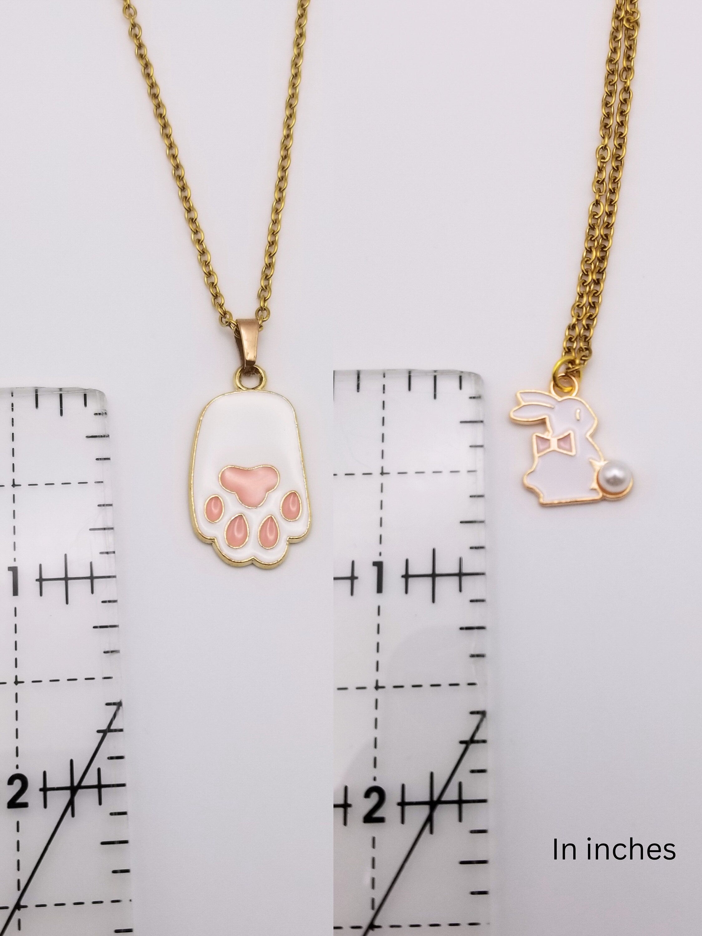 Gold Easter Bunny Necklace, Rabbit Foot Pendant, Stainless Steel
