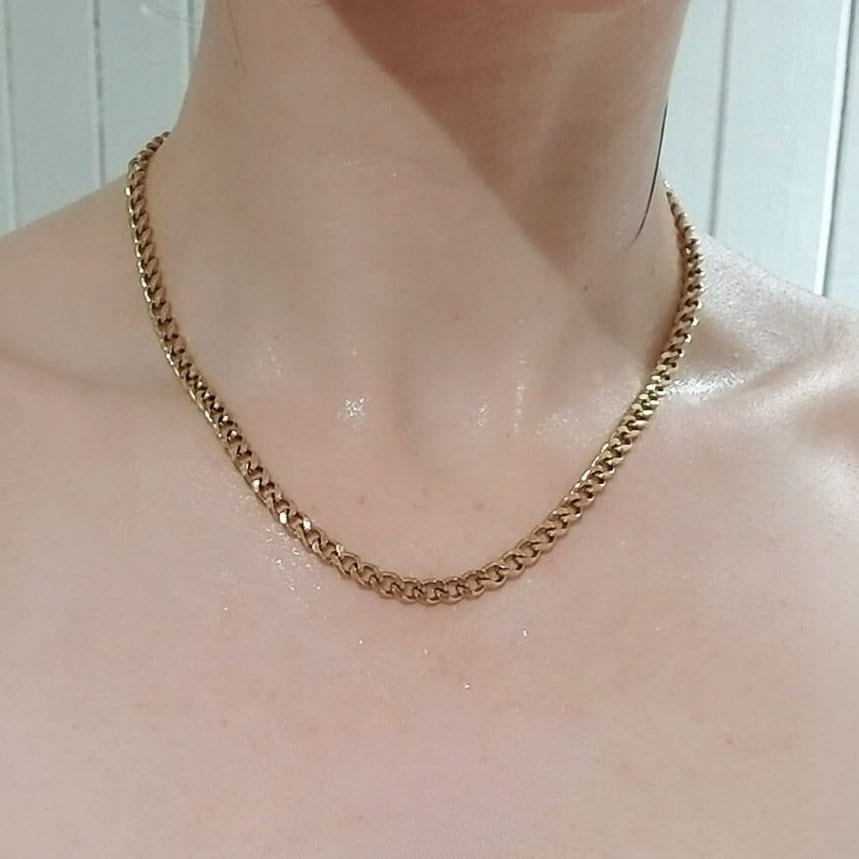 5mm 18k Gold Plated Cuban Link Chain, Waterproof Tarnish Free Necklace, Stainless Steel Unisex Jewelry