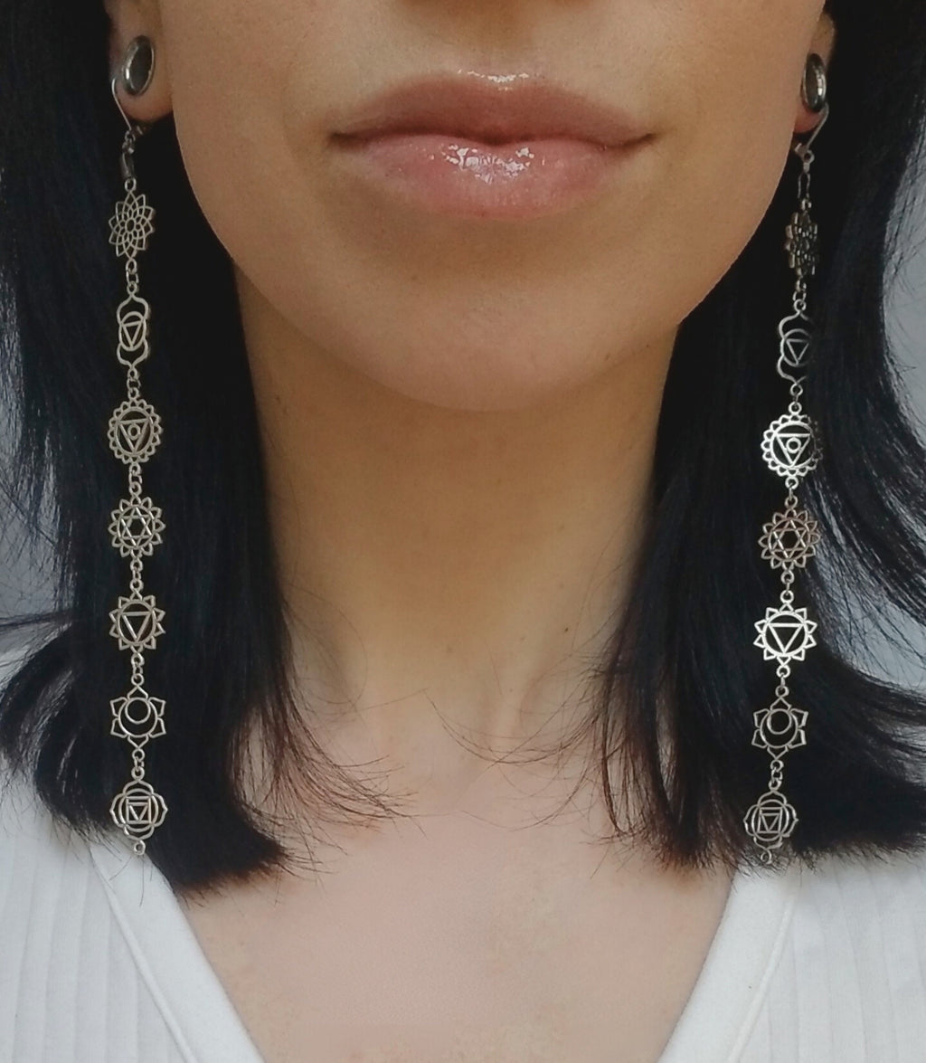 7 Chakra Stainless Steel Earrings: Spiritual Alignment Jewelry