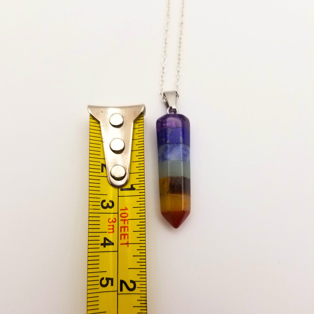Sterling Silver 7 Chakra Stone Pendant Necklace - Meditation Jewelry