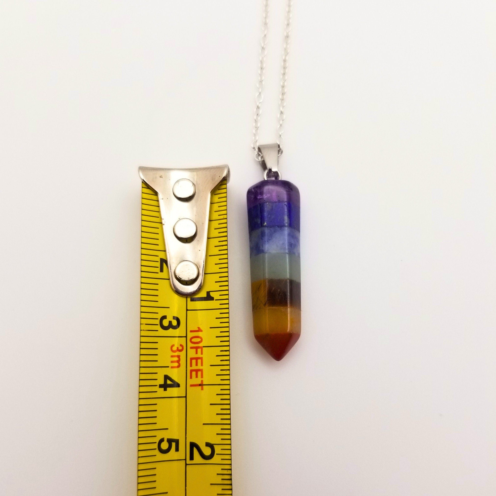 Sterling Silver 7 Chakra Stone Pendant Necklace - Meditation Jewelry