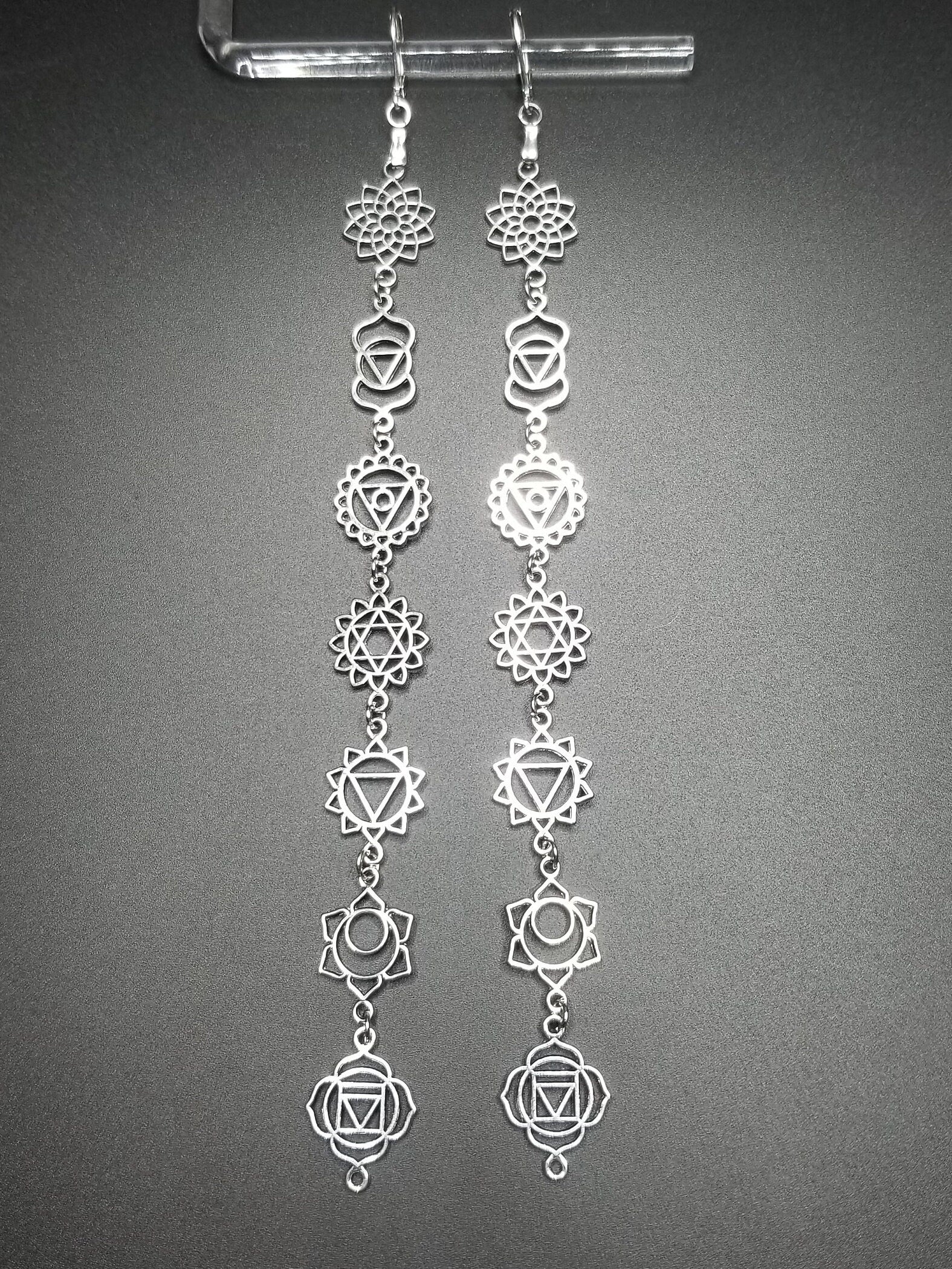 7 Chakra Stainless Steel Earrings: Spiritual Alignment Jewelry