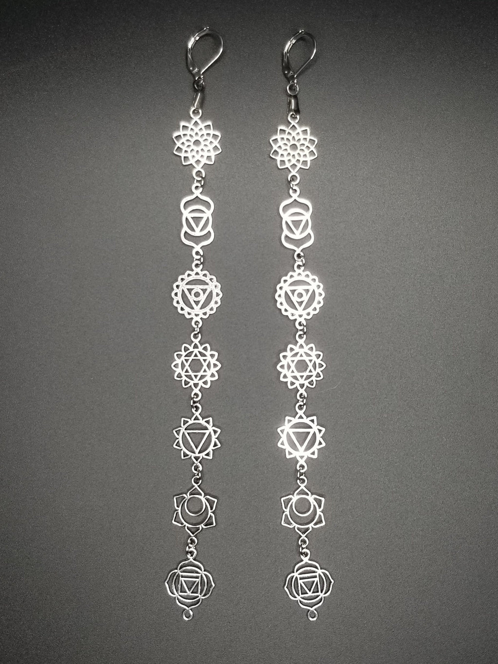 7 Chakra Stainless Steel Earrings: Spiritual Alignment Jewelry