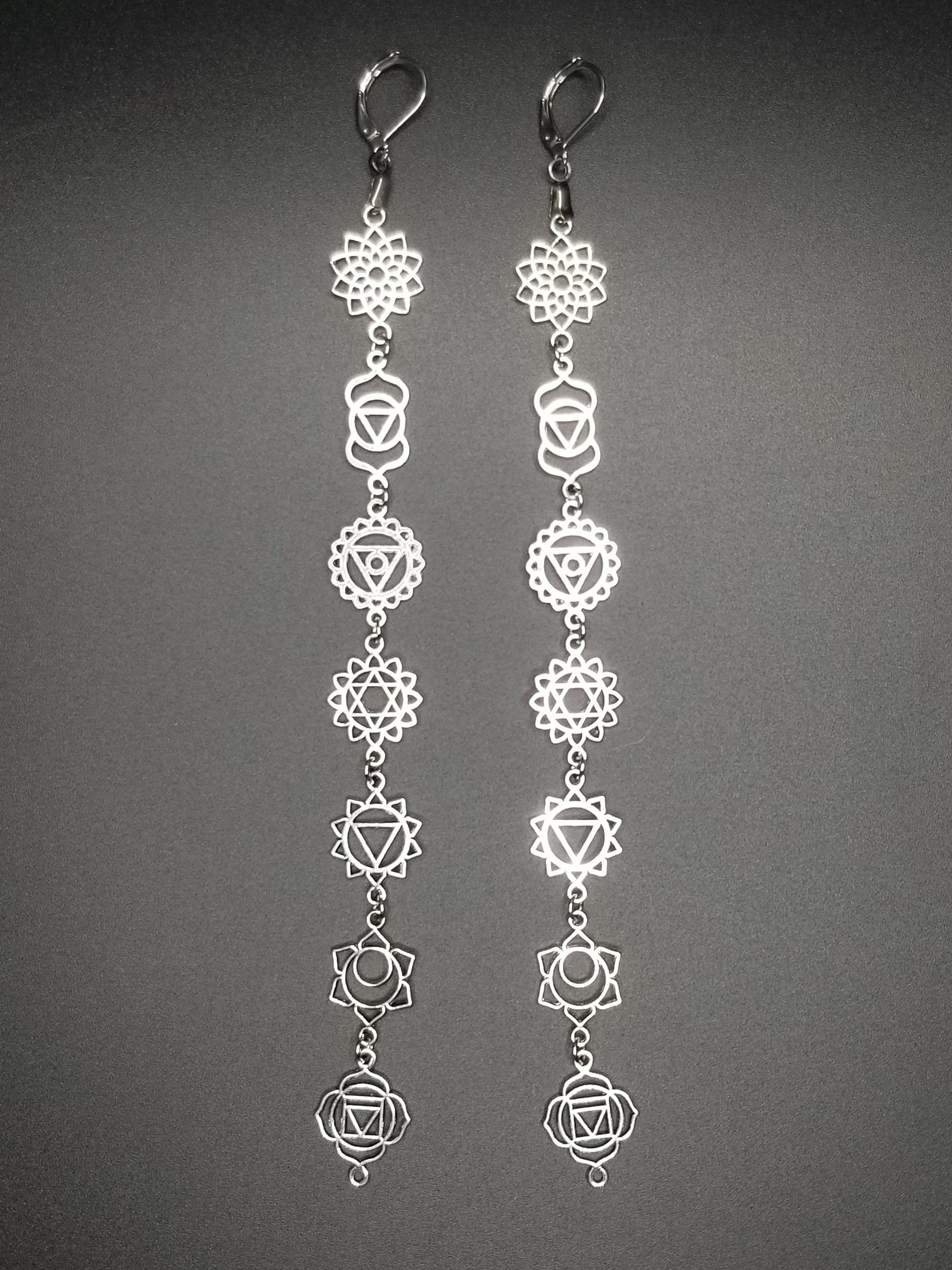 7 Chakra Stainless Steel Earrings: Spiritual Alignment Jewelry