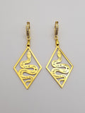 Egyptian Snake Drop Earrings, 18k Gold Plated Serpent Huggies, Waterproof Celestial Jewelry
