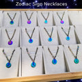 Rainbow Zodiac Charm Necklace: Waterproof Stainless Steel Astrology Pendant