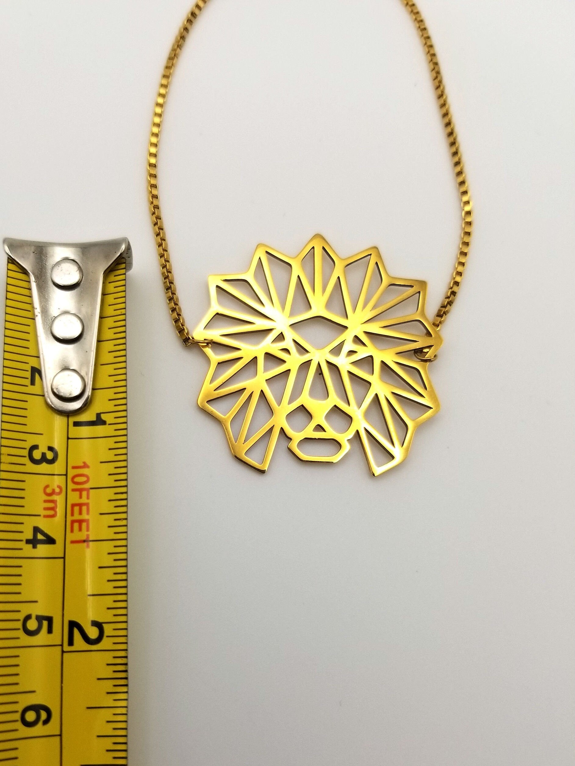 Geometric Lion of Judah Bracelet, 18k Gold Plated Stainless Steel, Waterproof Strength Jewelry