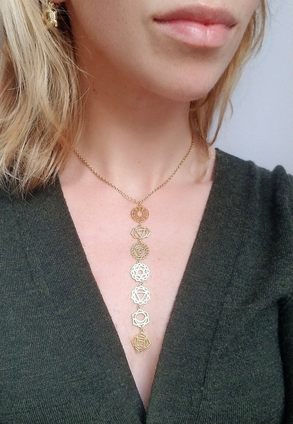 18k Gold Plated Chakra Necklace | Handcrafted Artisan Pendant | Yoga & Meditation Jewelry