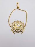 Geometric Lion of Judah Bracelet, 18k Gold Plated Stainless Steel, Waterproof Strength Jewelry