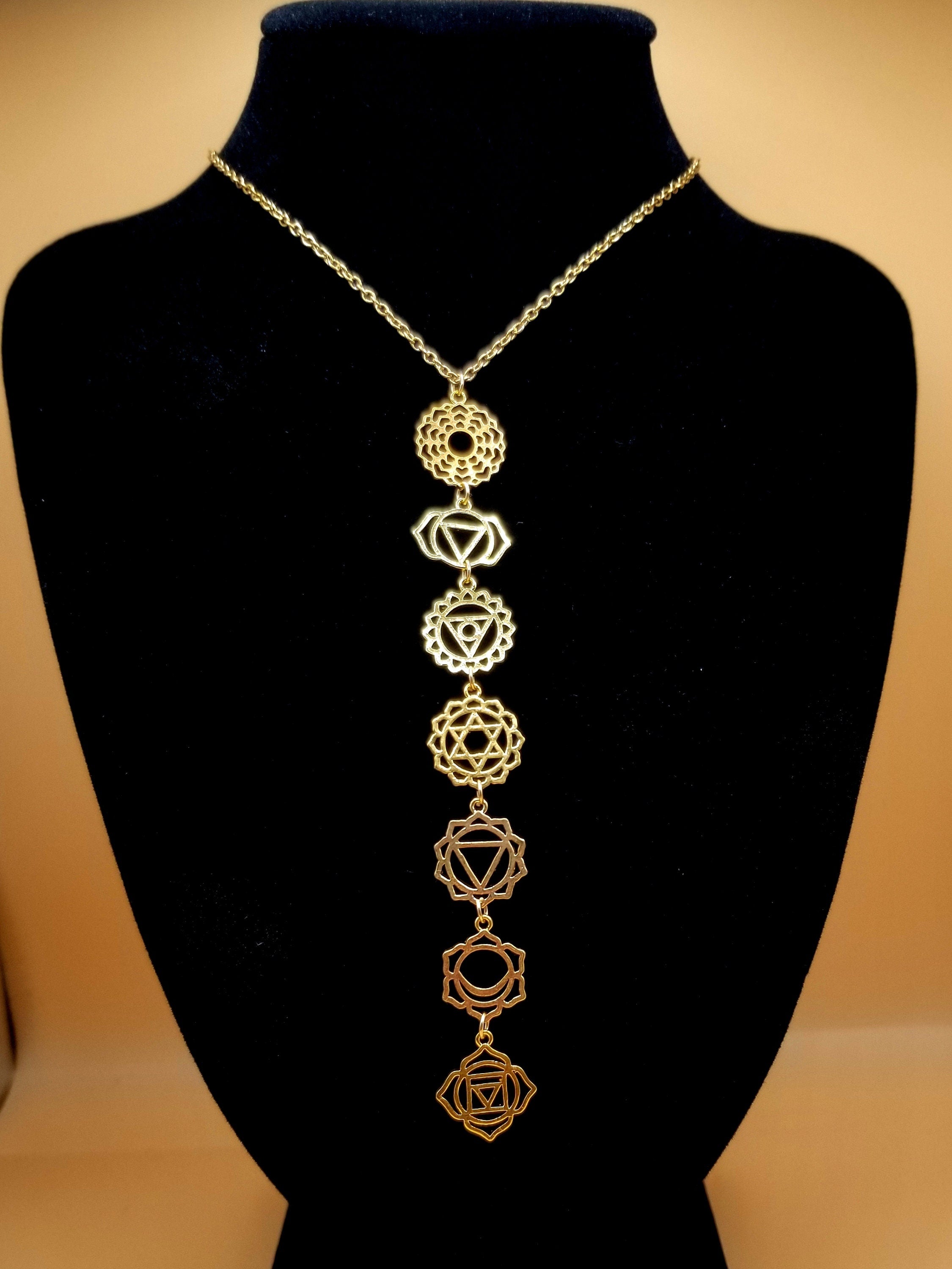 18k Gold Plated Chakra Necklace | Handcrafted Artisan Pendant | Yoga & Meditation Jewelry