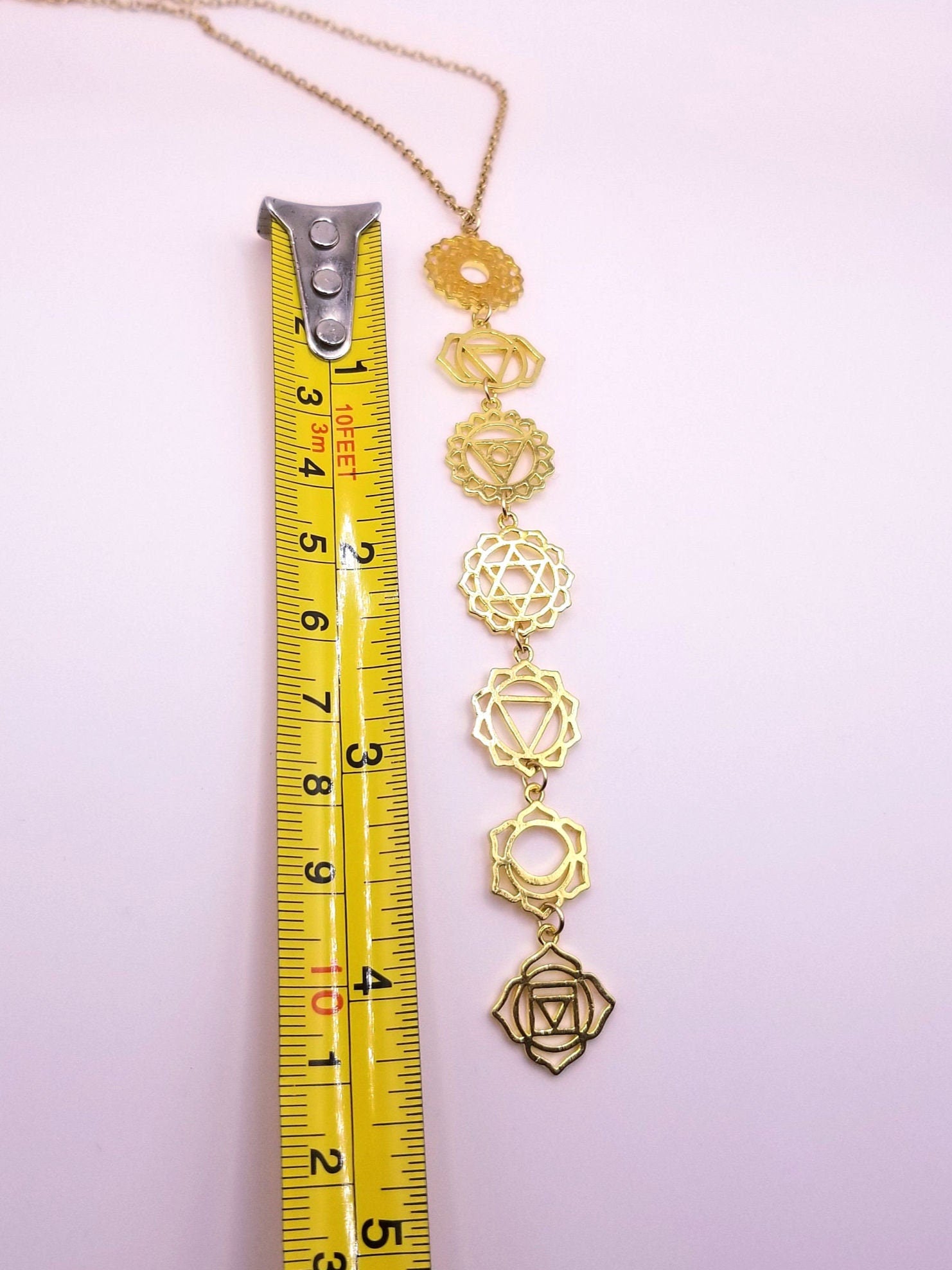 18k Gold Plated Chakra Necklace | Handcrafted Artisan Pendant | Yoga & Meditation Jewelry