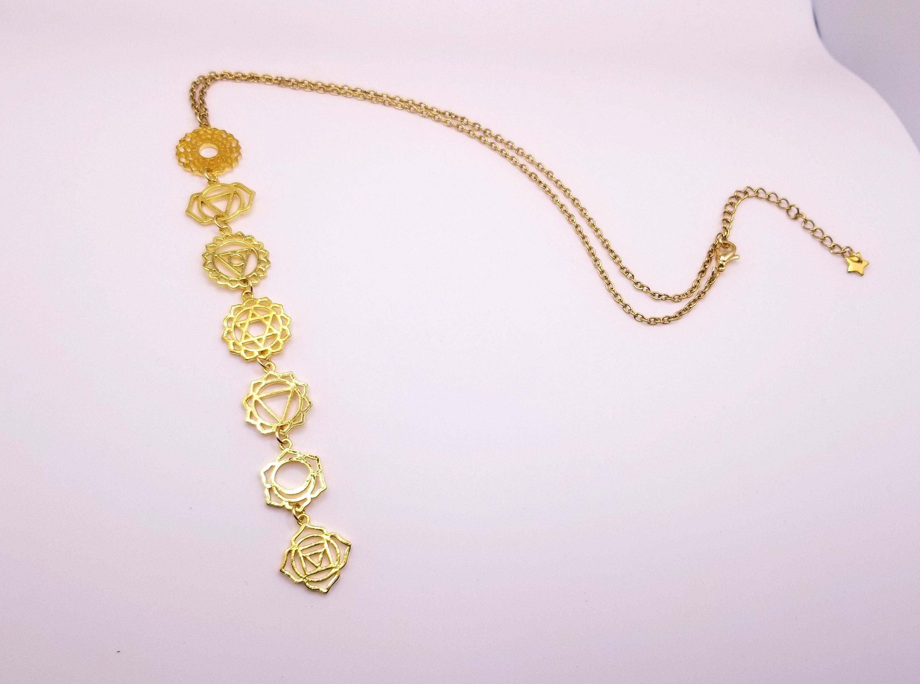 18k Gold Plated Chakra Necklace | Handcrafted Artisan Pendant | Yoga & Meditation Jewelry