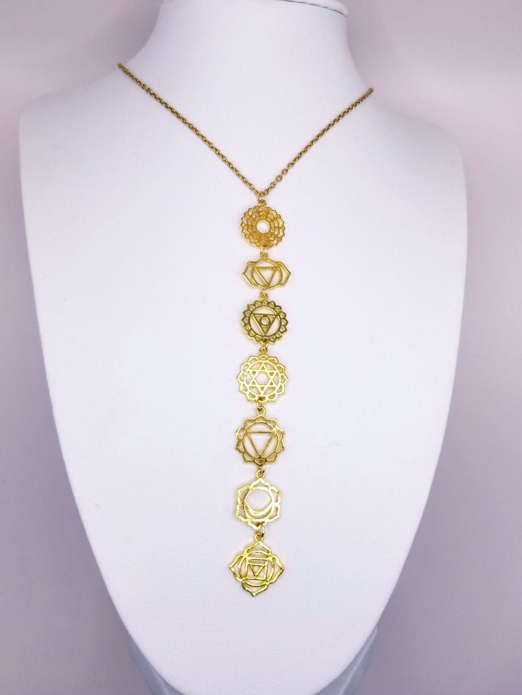 18k Gold Plated Chakra Necklace | Handcrafted Artisan Pendant | Yoga & Meditation Jewelry