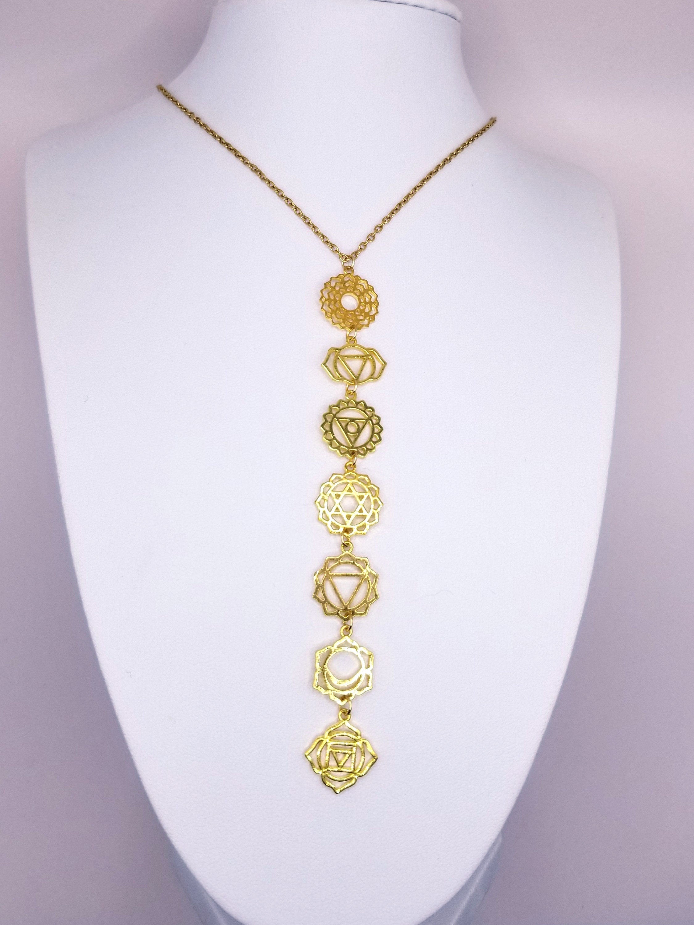 18k Gold Plated Chakra Necklace | Handcrafted Artisan Pendant | Yoga & Meditation Jewelry