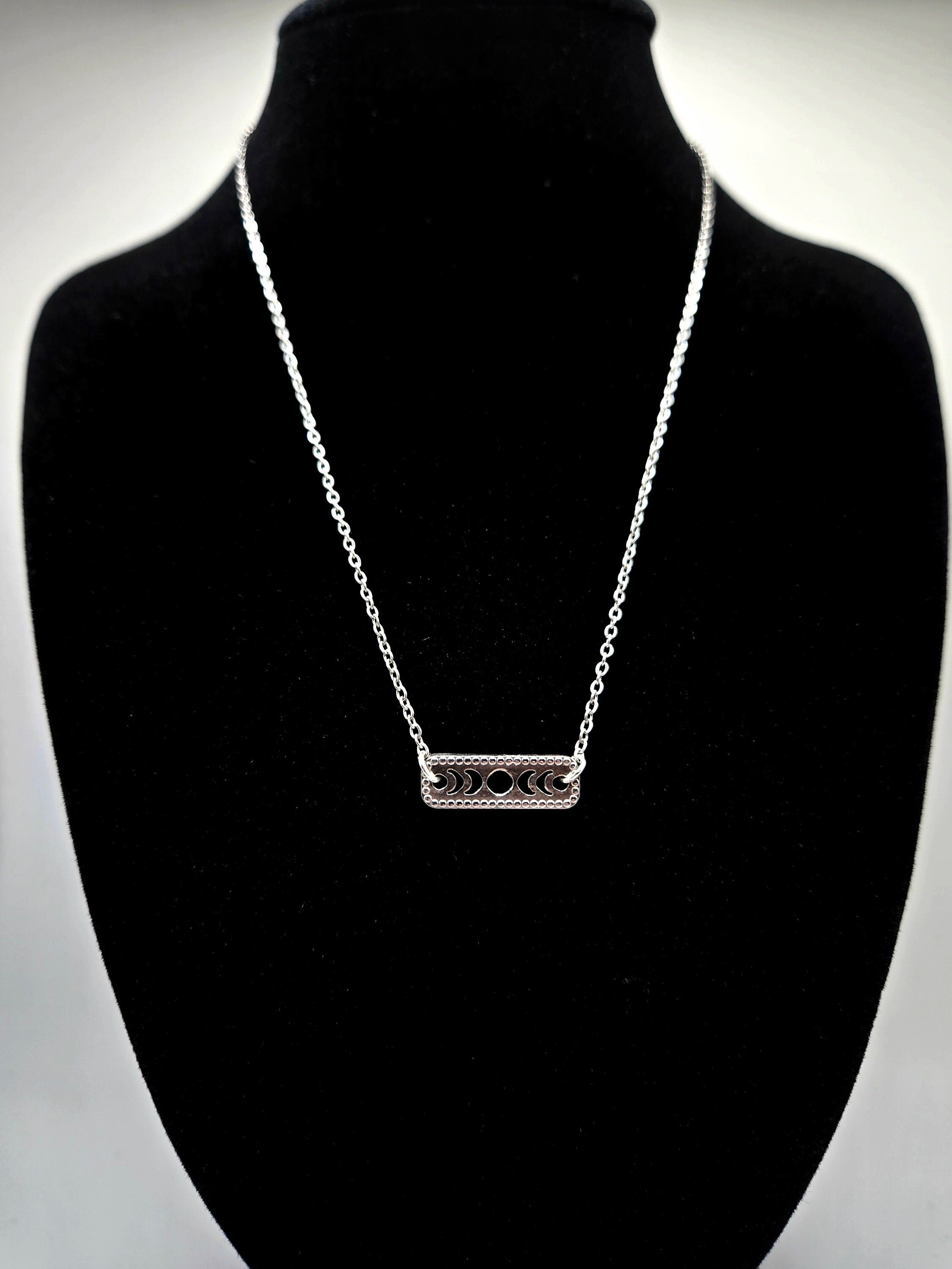 Moon Phases Necklace: Dainty Stainless Steel Celestial Jewelry