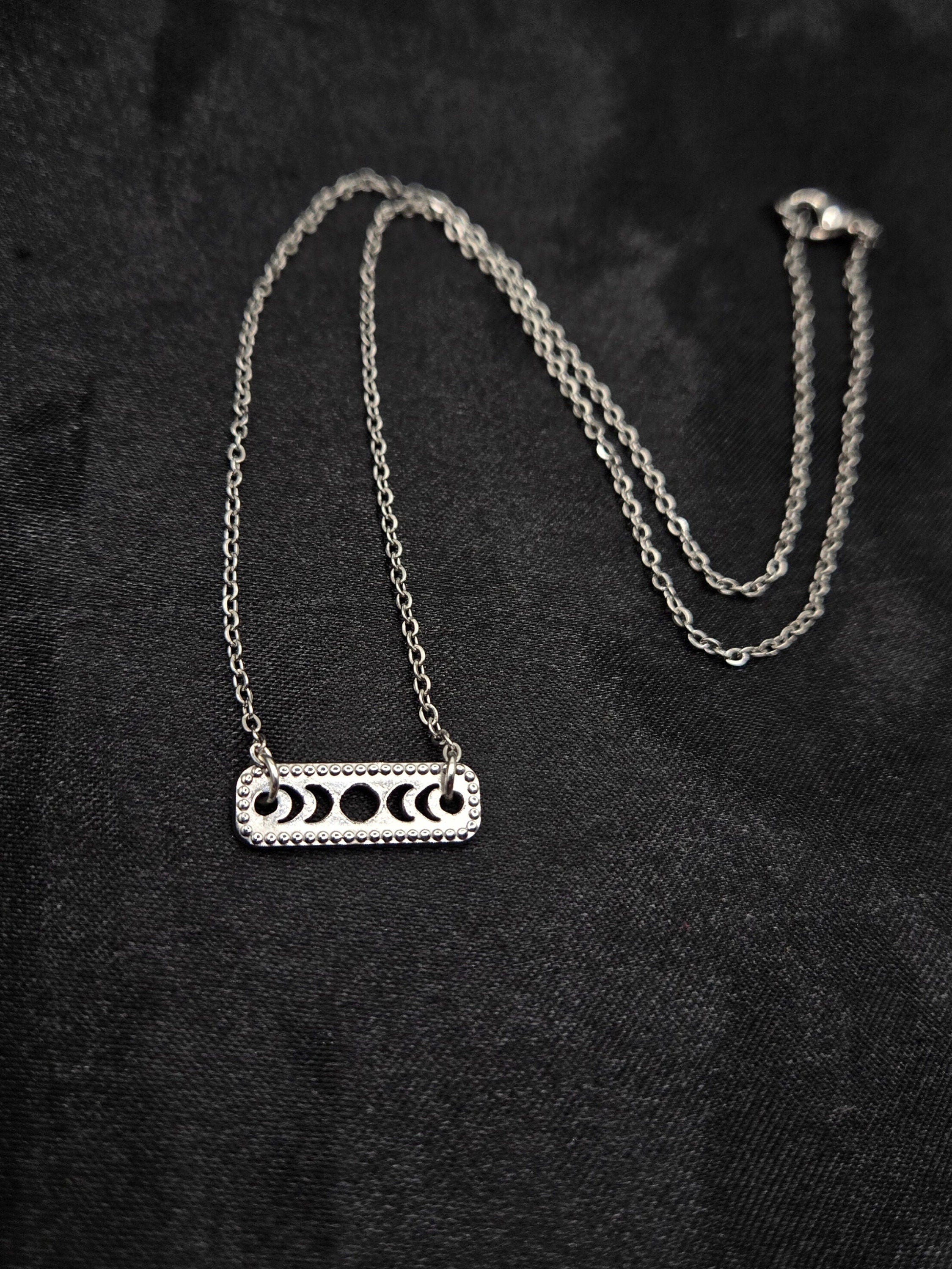 Moon Phases Necklace: Dainty Stainless Steel Celestial Jewelry