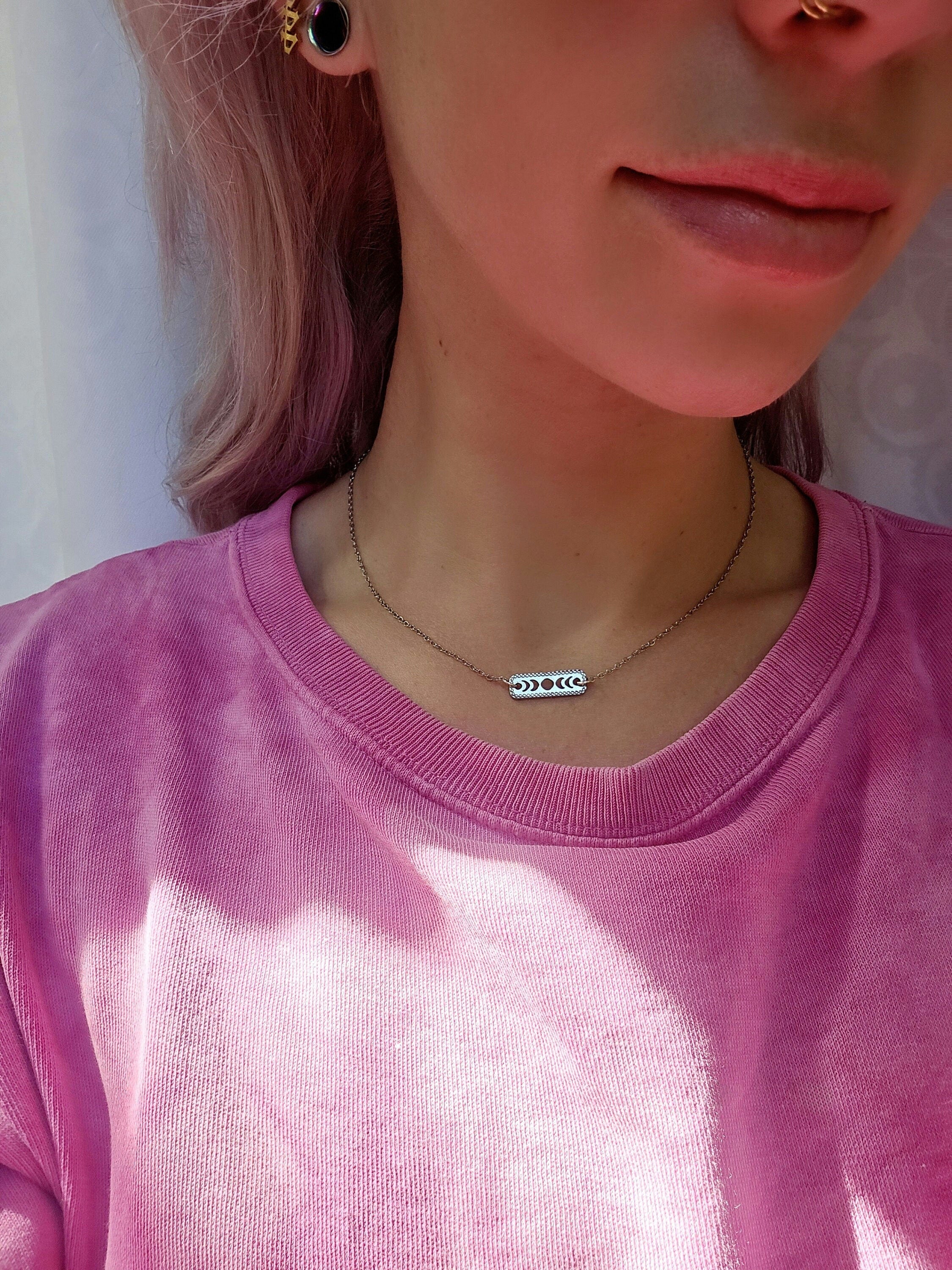 Moon Phases Necklace: Dainty Stainless Steel Celestial Jewelry
