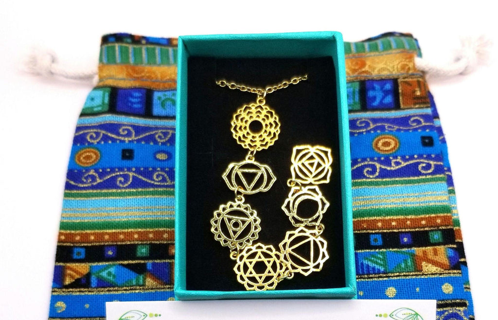 18k Gold Plated Chakra Necklace | Handcrafted Artisan Pendant | Yoga & Meditation Jewelry