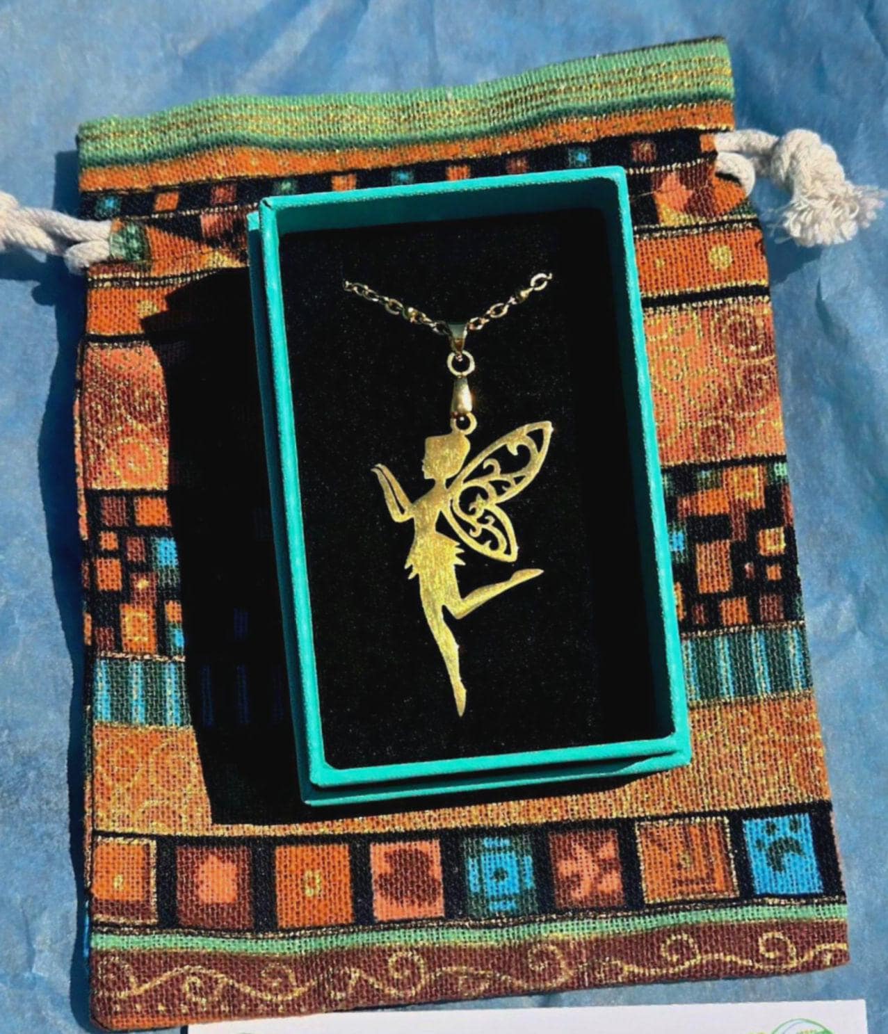18k Gold Fairy Necklace, Tinkerbell Pendant, Satellite Chain, Waterproof Whimsical Jewelry