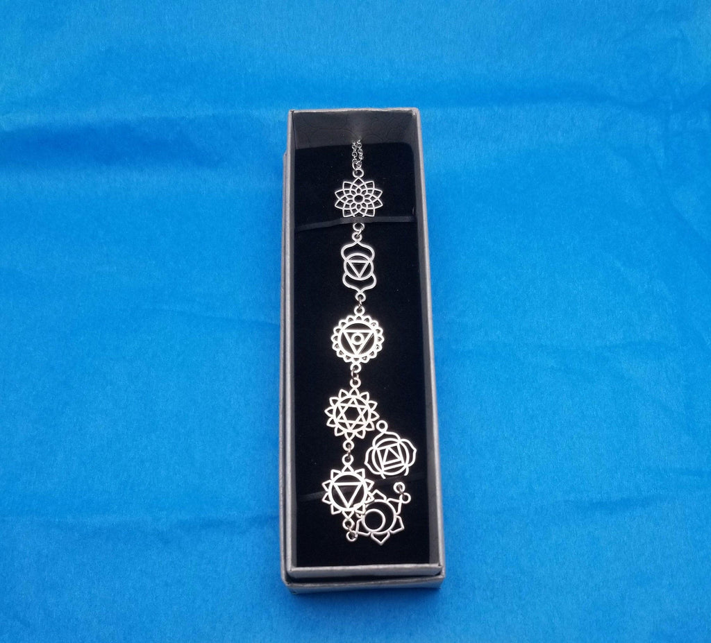7 Chakra Sterling Silver and Stainless Steel Pendant Necklace: Spiritual Alignment Jewelry