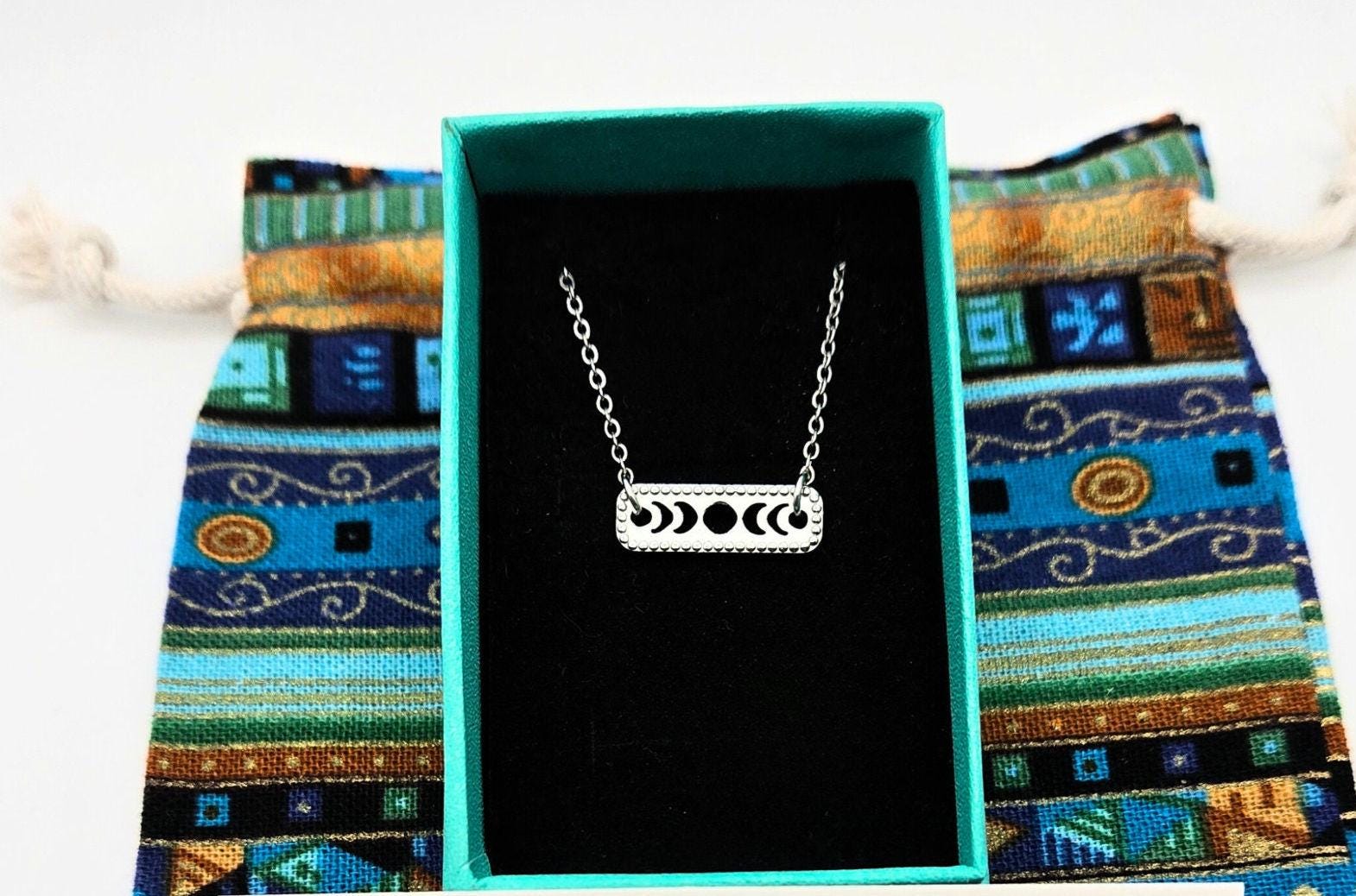 Moon Phases Necklace: Dainty Stainless Steel Celestial Jewelry