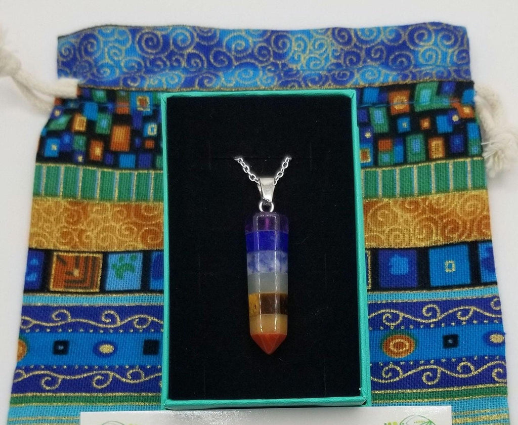 Sterling Silver 7 Chakra Stone Pendant Necklace - Meditation Jewelry