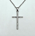 Crystal Rhinestone Cross Necklace - Stainless Steel Silver Crucifix for Women - Hypoallergenic Christian Jewelry