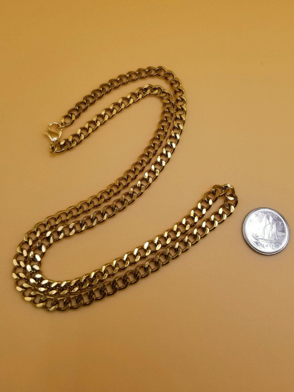 5mm 18k Gold Plated Cuban Link Chain, Waterproof Tarnish Free Necklace, Stainless Steel Unisex Jewelry