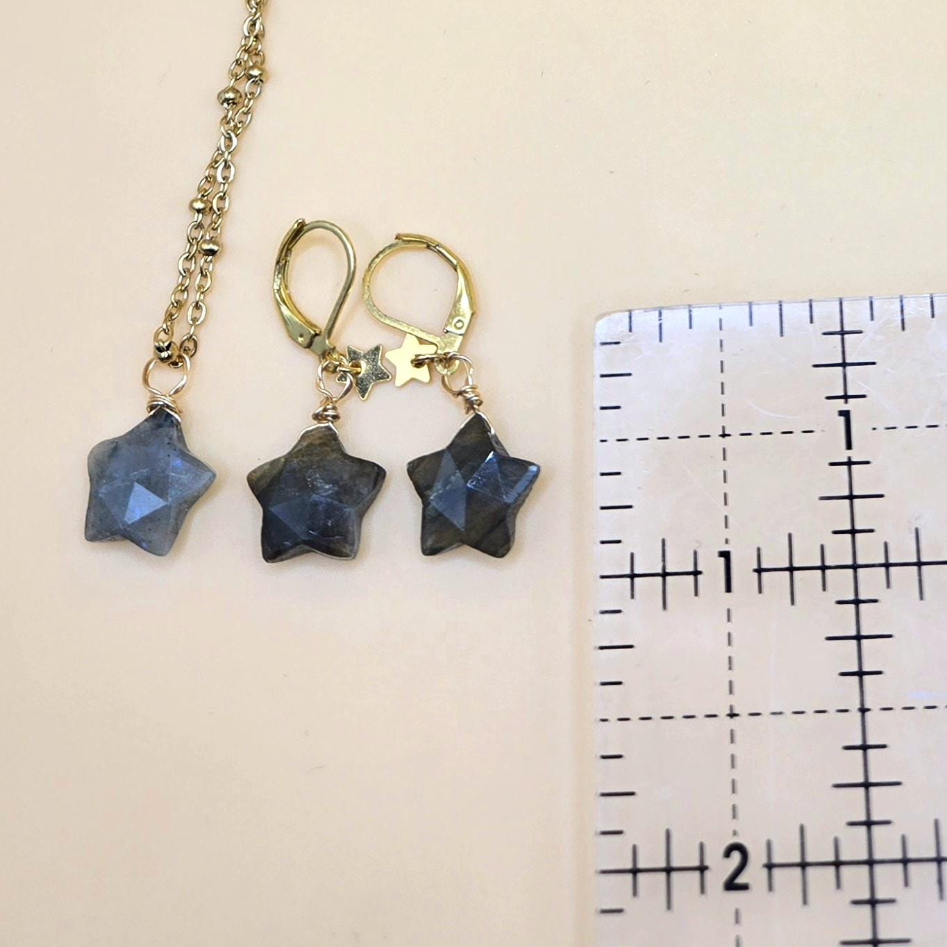 Natural Labradorite Star Jewelry Set, 18K Gold Plated, Tarnish Resistant, Waterproof